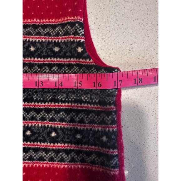 Eddie Bauer Vintage Women's Medium 100% Wool Red Sweater Vest Holiday - Picture 5 of 7